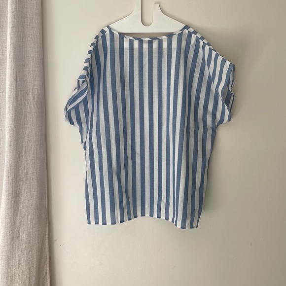 shein boxy blue and white stripe shirt - Picture 2 of 3